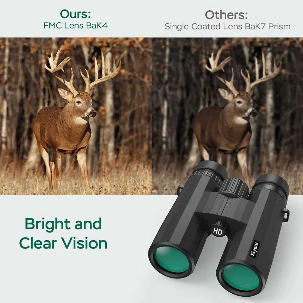 10X42 HD Binoculars For Adults BAK4 FMC Lens Waterproof Fogproof Compact Binoculars For Bird Watching Hunting Hiking Sports Y250516