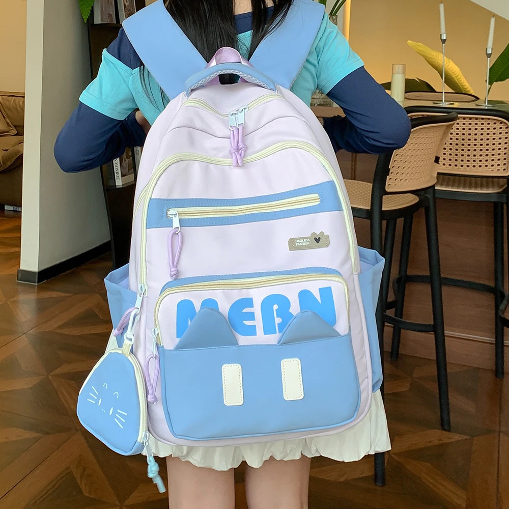 High Capacity Female Backpack for Junior High School High-Value Student Shoulder Bag 250514