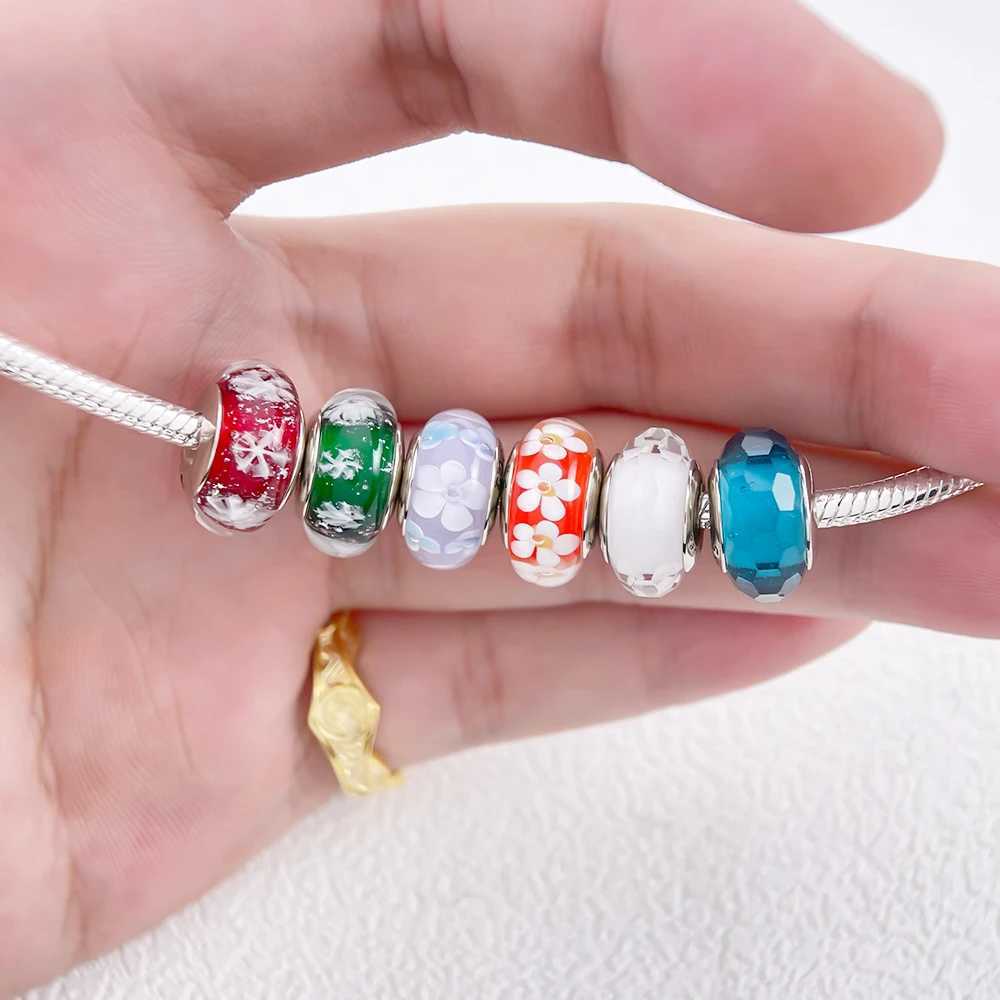 Silver 925 Colorful Flower Series Murano Glass Beads Charm Fit Original Bracelet Murano Glass DIY for Women Jewelry GiftXJ250517