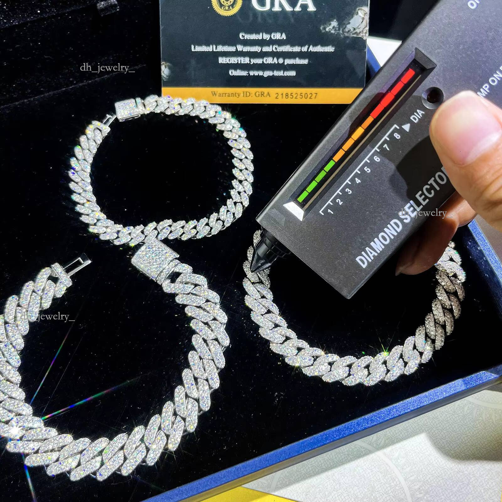 Pass Dia Tester Link Chain 6mm-20mm Sterling Sier Moissanite Cuban Iced Out Chains for Men