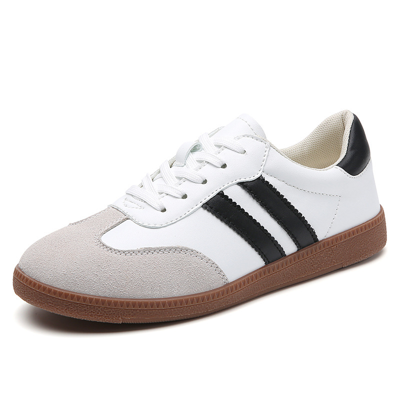 Free shipping for designer ladies 2025 cross-border large-sized casual flat shoes, color-matching retro ins sports sneakers, white sneakers, 35-44 siz