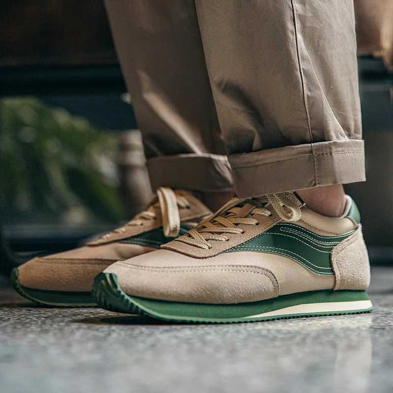Made New Green Casual Color-Block Running Shoes Mens Low-Top Lace-up Retro Jogging Shoes Breathable Vintage Street Shoes W250517