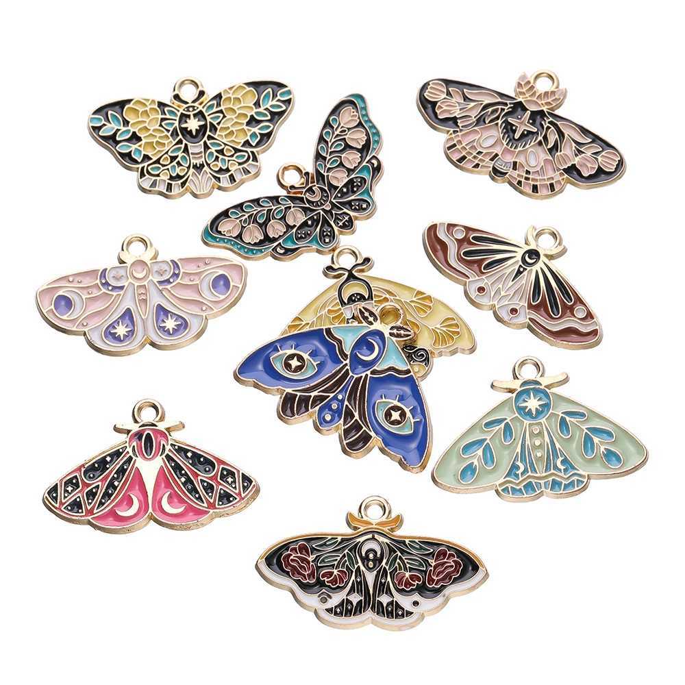 10Pcs/lot Drop Oil Alloy Metal Butterfly Charms Animal Pendants For DIY Bracelet Necklace Jewelry Making AccoriesXJ250517