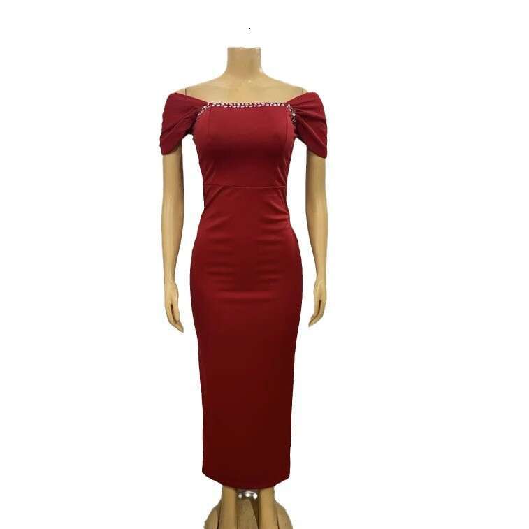Wide Leg Jumpsuit Fashionable New Product Temperament Slim Fit Hot Stamping Diamond Wrapped Solid Color Dress Long Skirt Women S Clothing