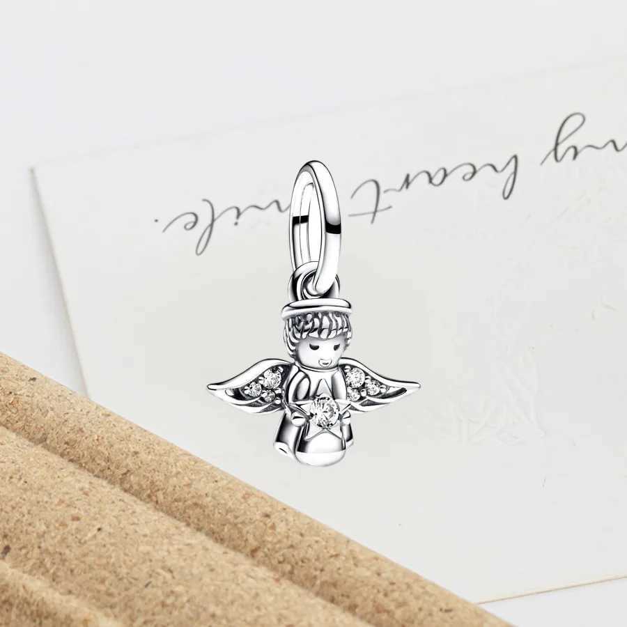 2025 Sparkling Gold Angel Forever Always Infinity Charm Beads Fit Original 925 Sterling Silver Bracelet DIY Women Jewelry GiftXJ250517