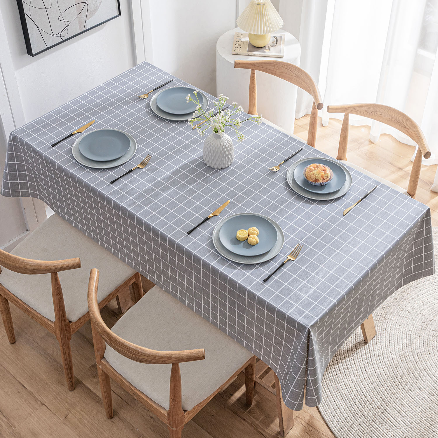 A733 pvc tablecloth waterproof and oil-proof wash-free student rectangular desk cloth net red ins style dining table cloth coffee table table mat