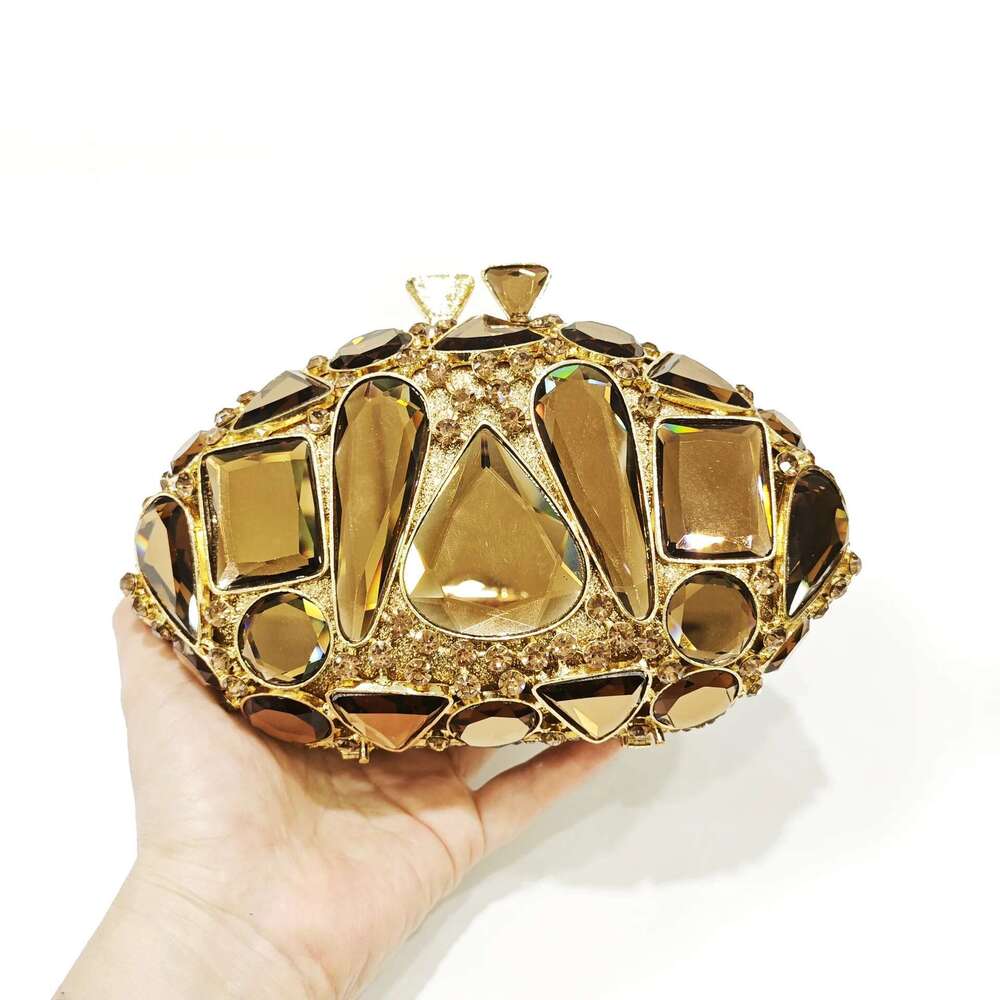XIYUAN New Full Crystal Evening Clutch Bag Women Rhinestone Purses Pink/Gold Stone Handbag Brand Designer Bridal Clutches