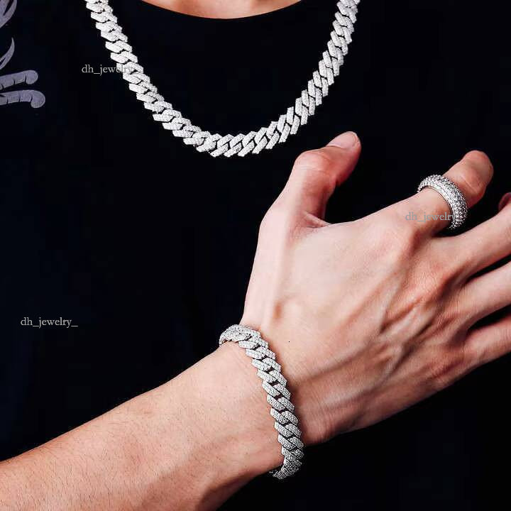 European Hot Selling Hand Jewelry Sier Men's Hips Hops Full Crystal Cuban Link Bracelet for Men Gifts