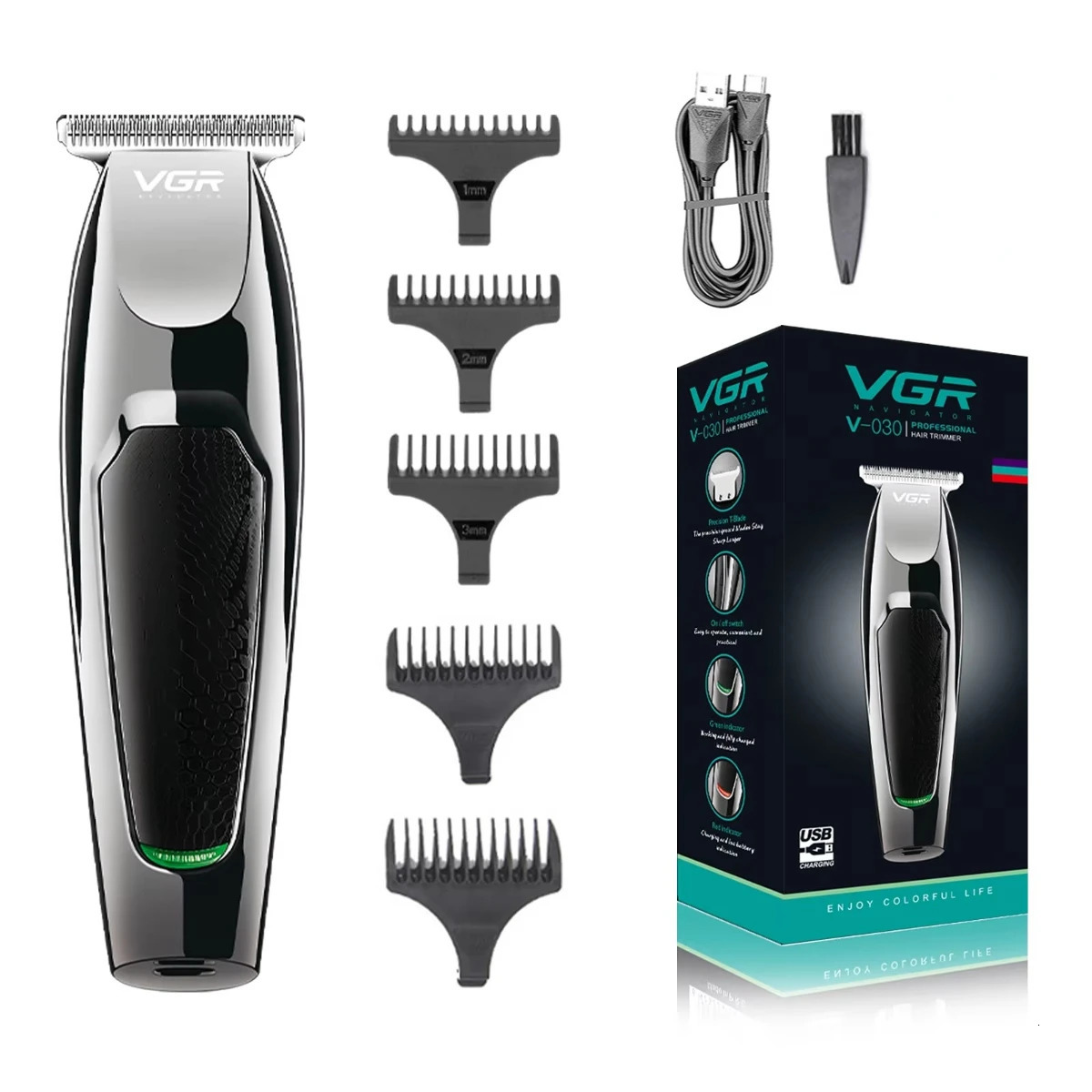 VGR Hair Trimmer Rechargeable Electric Professional Hair Clipper Cordless Barber Hair Trimmer Shaving Machine for Men V-030 250516