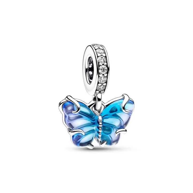 New Fine Blue Series Sparkling Oversized Butterfly Dragonfly Charm Beads Fit Original 925 Silver Bracelet DIY Women Jewelry GiftXJ250517