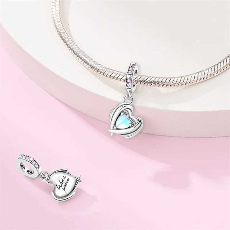 Green Spring Series Butterflies Flowers Bird Heart Charm Beads Fits DIY 925 Sterling Silver Bracelet Necklace Women GiftXJ250517