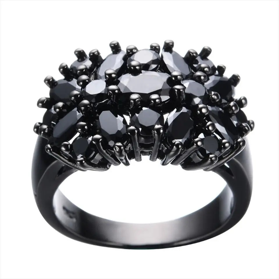 Fashion Copper Inlaid Ring Black Oval Border Rings Wedding Rings Women Men 250517
