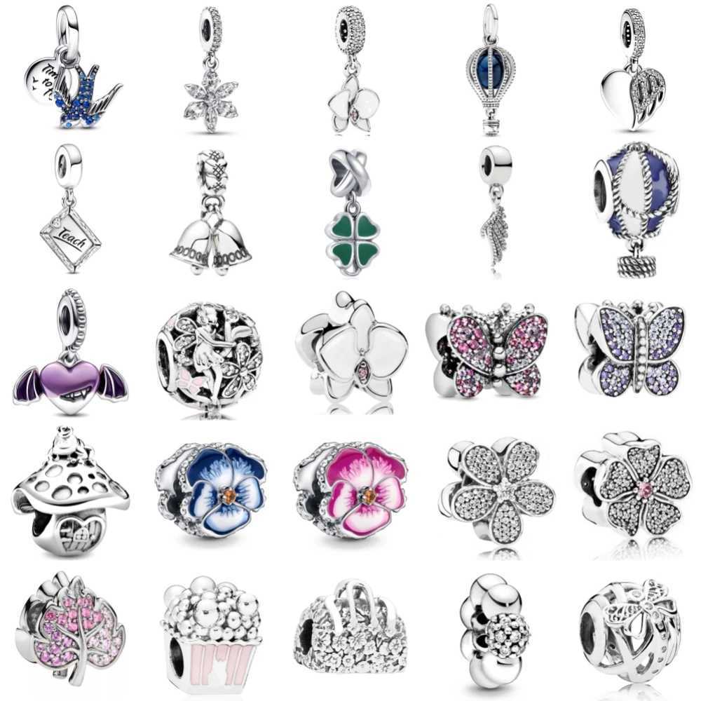 New 925 Sterling Silver Butterfly Flower Bell Charm Of Ley 925 Chain Bead Fit Original Bracelet Accories DIY Ladies JewelryXJ250517
