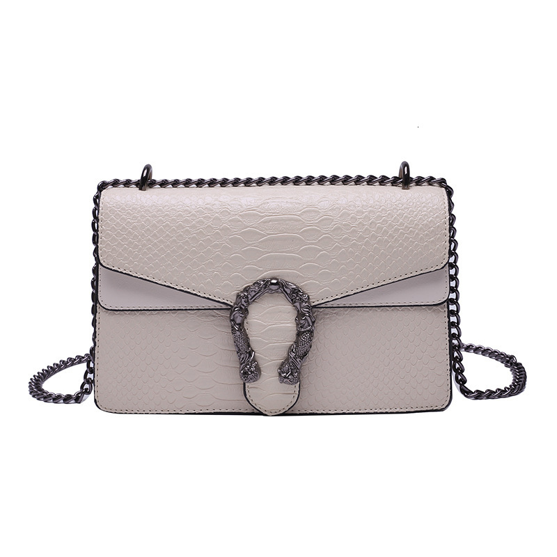 Luxury Brand Designer Bag Snake Pattern Single Shoulder Crossbody 2024 New Underarm Small Square Chain Bar Women's Bag