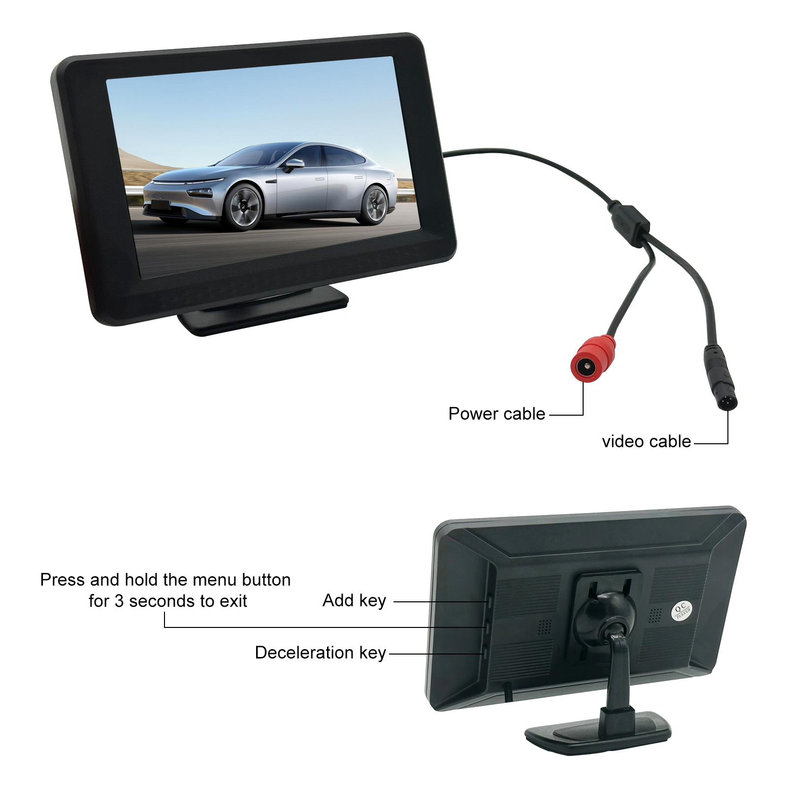 car Blind Spot Camera with 5inch display Monitor system, HD 1080P Monitor Side View Camera system, Door Tape Mounted Blind Spot Cam