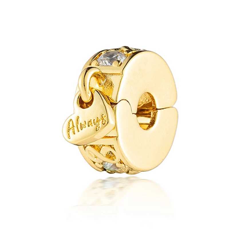New Gold Safety Chain Sparkling Clip Daisy Castle Charm Beads Fit Original European 925 Silver Bracelet DIY Women Jewelry GiftsXJ250517