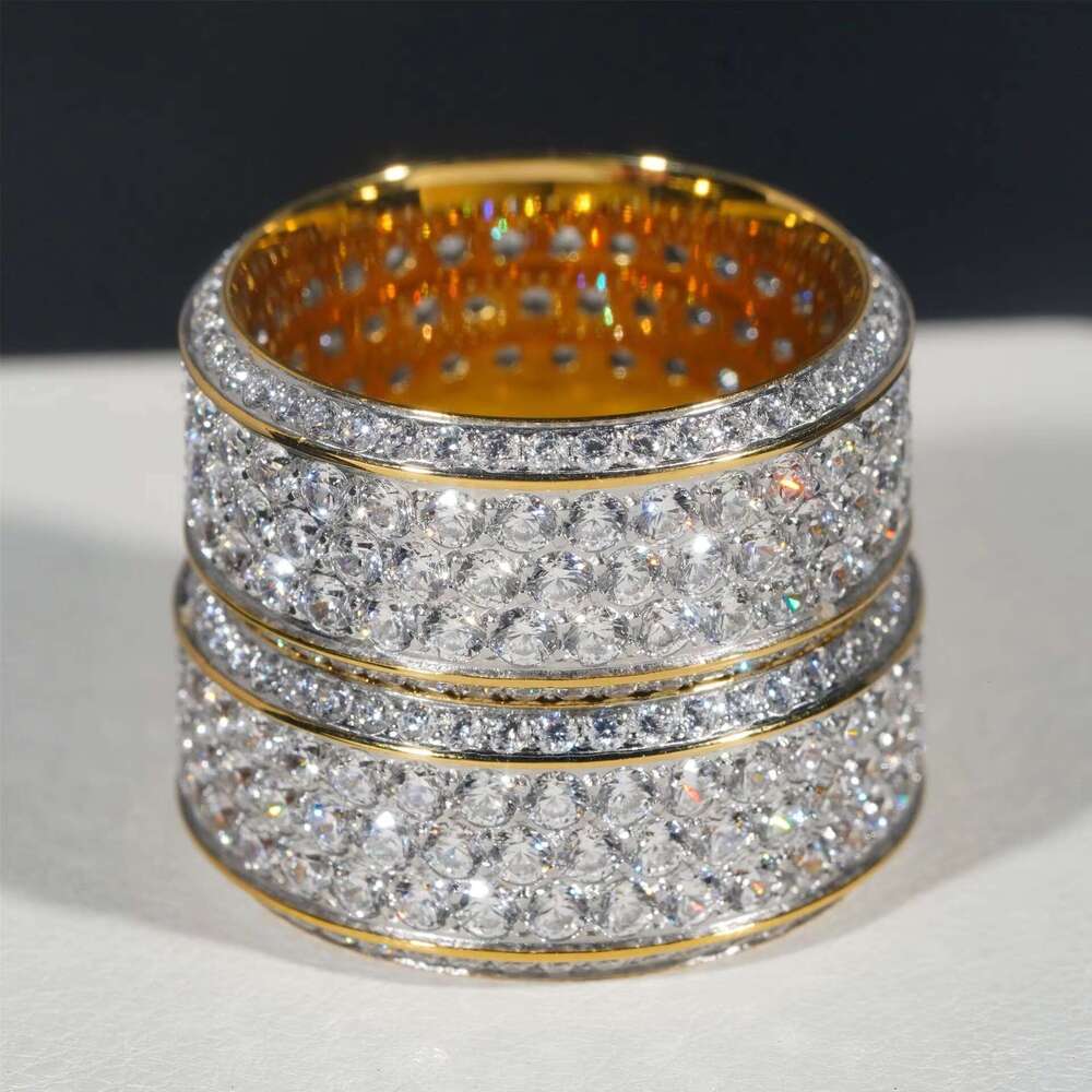 Pure silver stainless steel men's hip-hop chilled moissanite Cuban ring, with wedding accessories as the main material