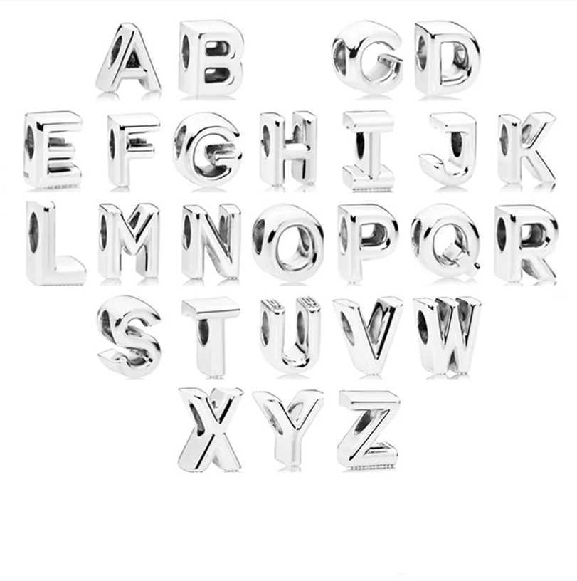 New 925 Silver 26 English Letter ABCDEFJ-WXYZ Boutique Charm Fit Bead Suitable for Original Bracelet DIY Womens Classic JewelryXJ250517