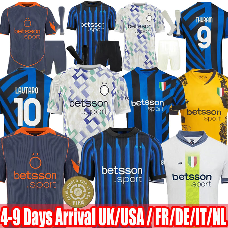 BARELLA soccer jersey 24 25 26 LAUTARO INTERS THURAM ACERBI DE VRIJ BASTONI Home THIRD MILANS UNIFORMS football shirt player version 2025 2026 men kids kit