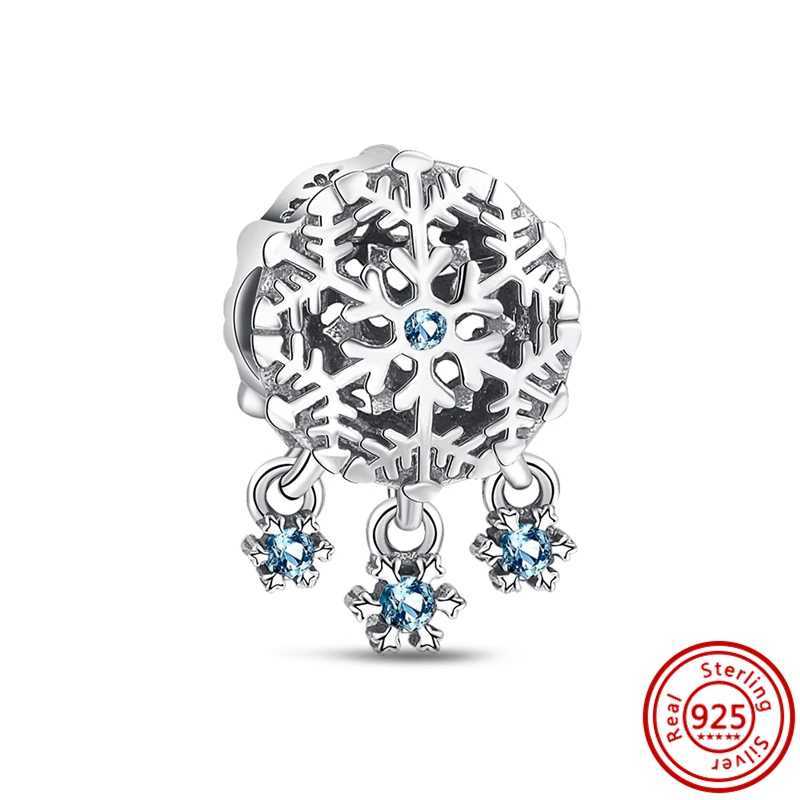 925 Silver Clear Zircon Snowflake Hearium Angel Wings Heart Sparkling Beads Fit Original Pantaro Charms Bracelet DIY JewelryXJ250517