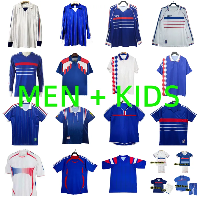 1982 1996 2000 2010 1998 2006 French Retro ZIDANE HENRY soccer jerseys 2004 DJORKAEFF TREZEGUET DESCHAMPS Trezeguet Ribery DJORKAEFF Long sleeves football shirt