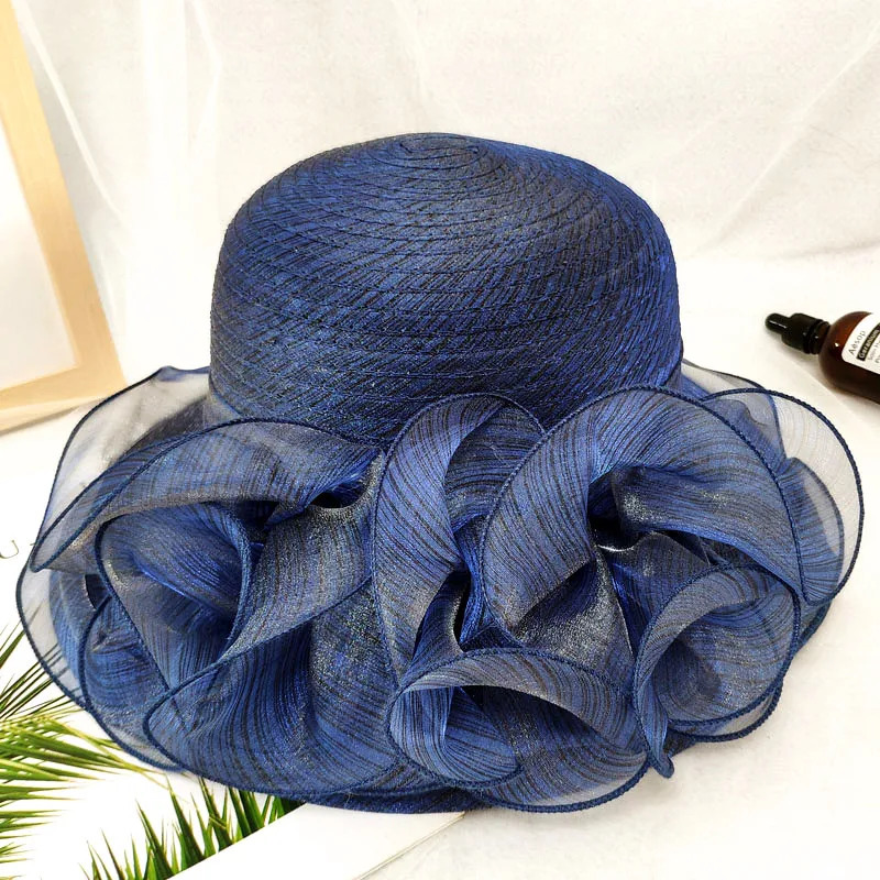 Summer hats for women Organza flower mesh sunshade hat vacation beach wide brimmed sun Sun protection sombreros de mujer 250517