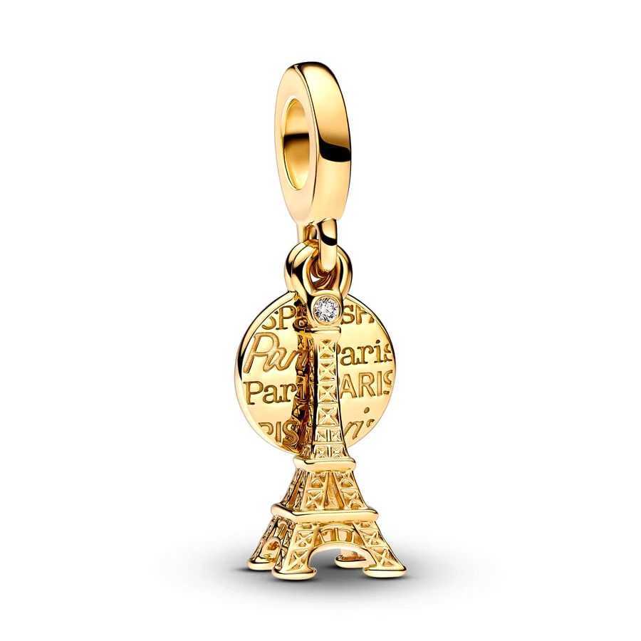 New Fine Gold Eiffel Tower Statue of Liberty Castle Charm Beads Fit Original European 925 Silver Bracelet DIY Women Jewelry GiftXJ250517