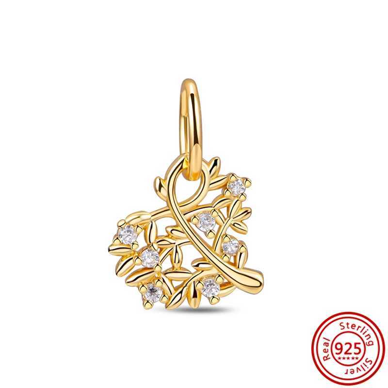 Fine Sparkling Plated Gold Series Dangle Charm Bead 925 Sterling Silver Fit Original Pantaro Bracelet DIY Jewelry Gift For WomenXJ250517