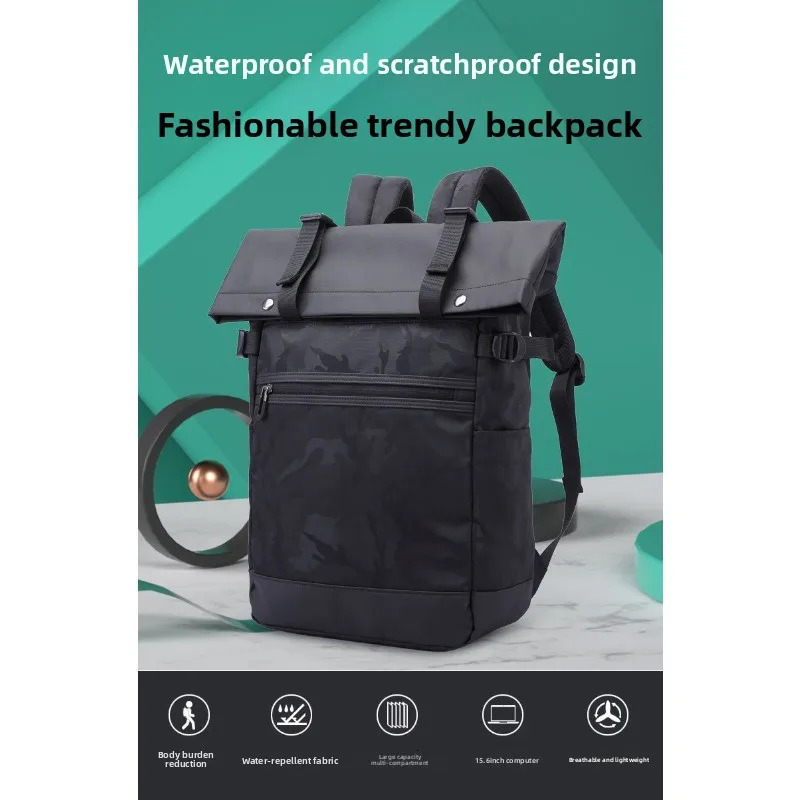 Mens Fashionable and High - End Backpack Large - Capacity Waterproof Oxford Computer Bag for Students 250515