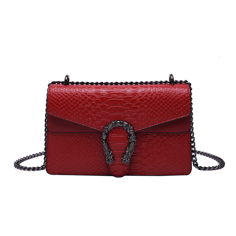 Luxury Brand Designer Bag Snake Pattern Single Shoulder Crossbody 2024 New Underarm Small Square Chain Bar Women's Bag