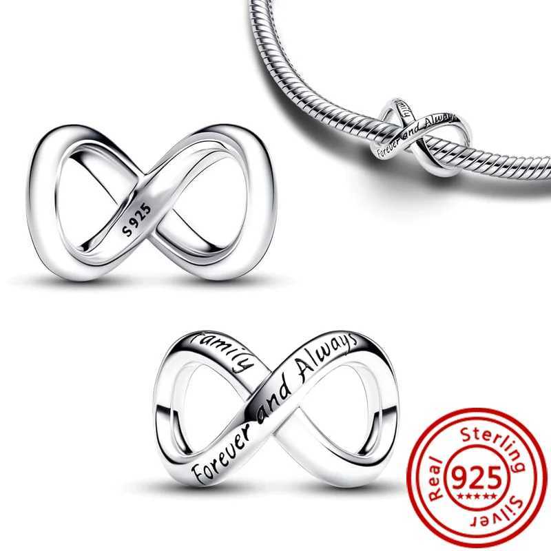 925 Sterling Silver Charm Twisting Arrow Lucky D Forever Always Infinity Silver Color Beads Fit Pantaro DIY BraceletXJ250517