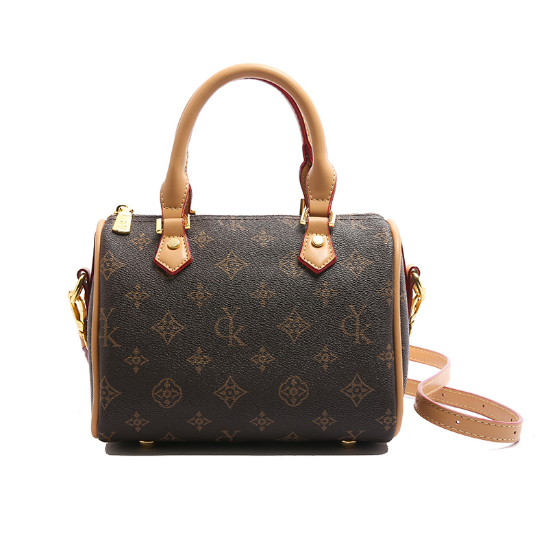 New Designer Mini Boston Bag - Vintage Floral Print Crossbody Purse, Premium Textured Vegan Leather Tote For Women