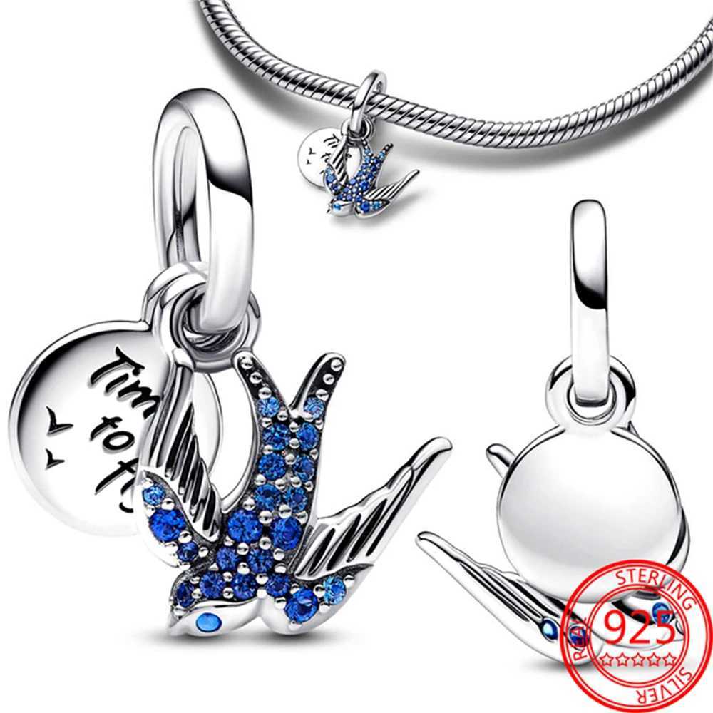 New 925 Sterling Silver Butterfly Flower Bell Charm Of Ley 925 Chain Bead Fit Original Bracelet Accories DIY Ladies JewelryXJ250517