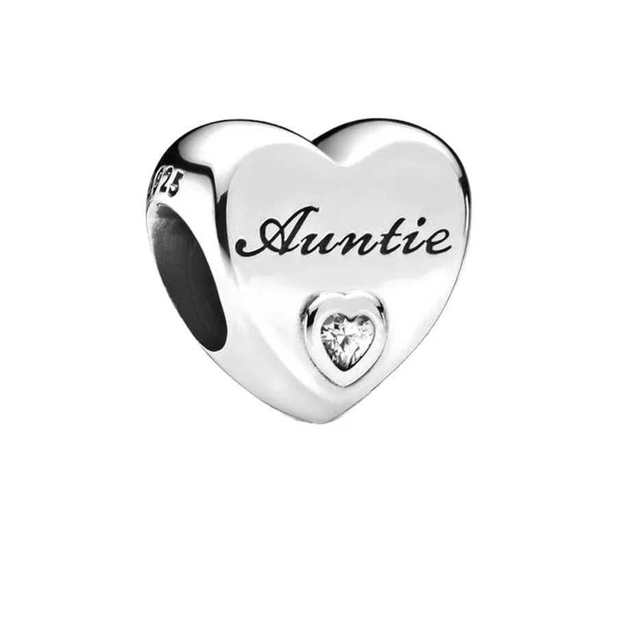 NEW Heart Bead Your Grandma Dad Uncle Daughter Uncle Charm Fit Original European Silver S925 Bracelet For DIY Jewelry GiftXJ250517