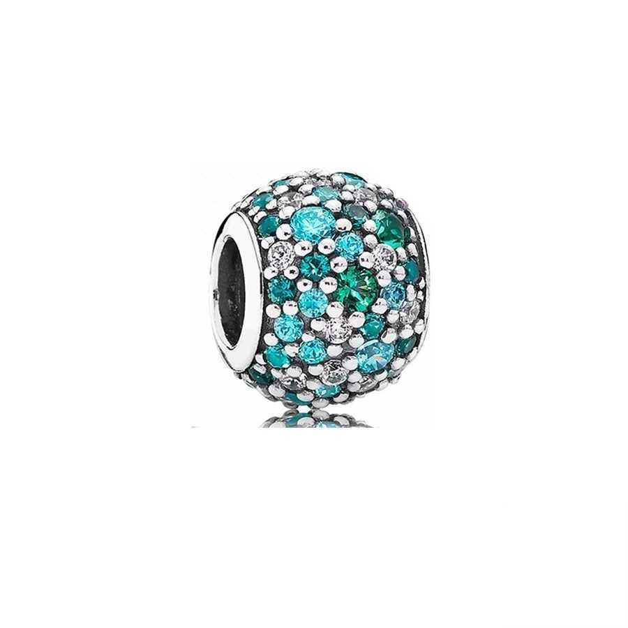 Hot Sale Sparkling Bead Round She Clear Gemstone Charm Fit Original 925 Sterling Silver Bracelet DIY Women Fashion JewelryGiftXJ250517