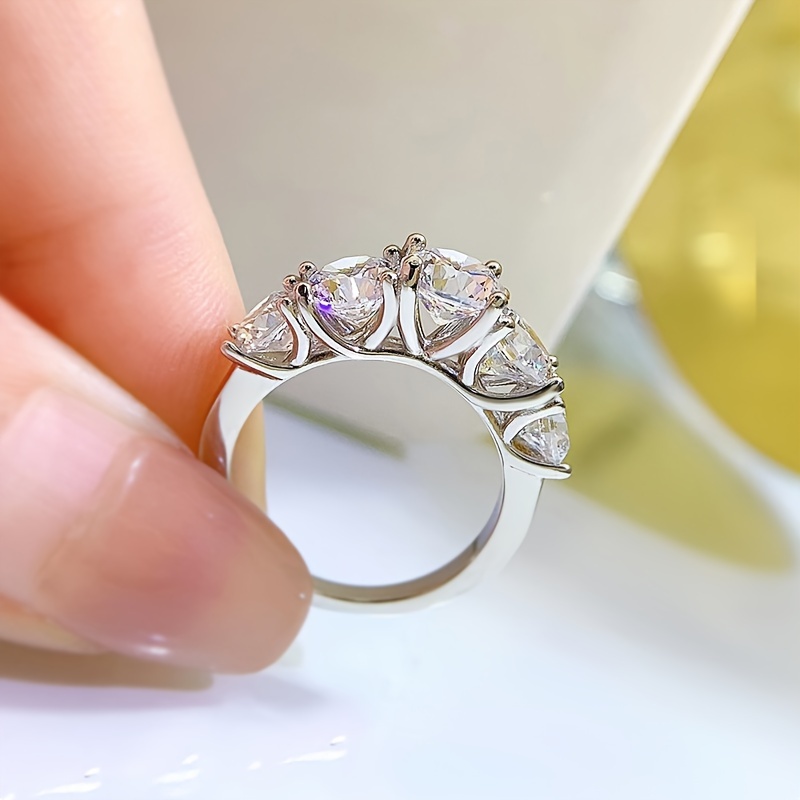 3.6CT Moissanite band Ring S925 sterling silver 5 artificial diamond Lucky God Ring, a unique and high-end, light luxury and fashionable band ring