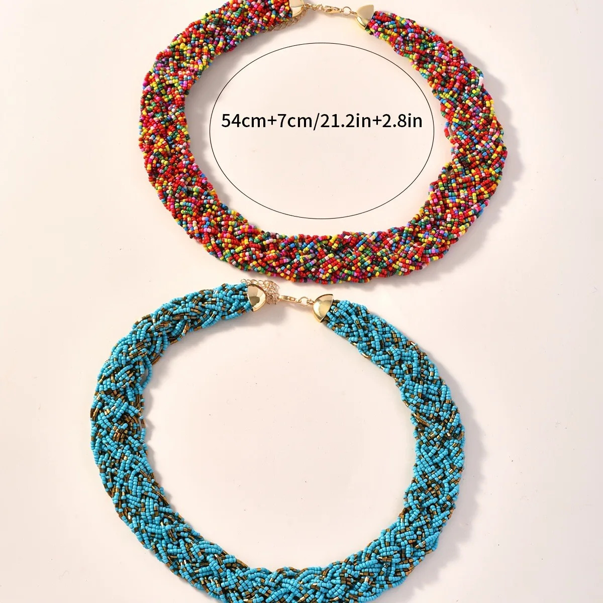 Bohemian fashion exaggerated rice bead necklace hand-woven twisted flower multi-layered bead necklace 250517