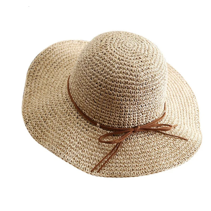Hat Womens Summer Beach Sun Straw Versatile Protection Large Brim Folding 250517