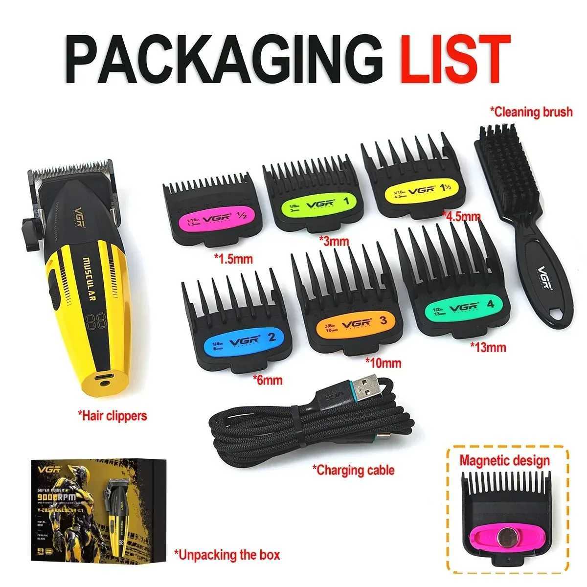Hair Trimmer Professional LED Hair Cut Machine Cordless 9000 RPM Electric Barber Clippers Metal Hair Trimmer for Men R250517