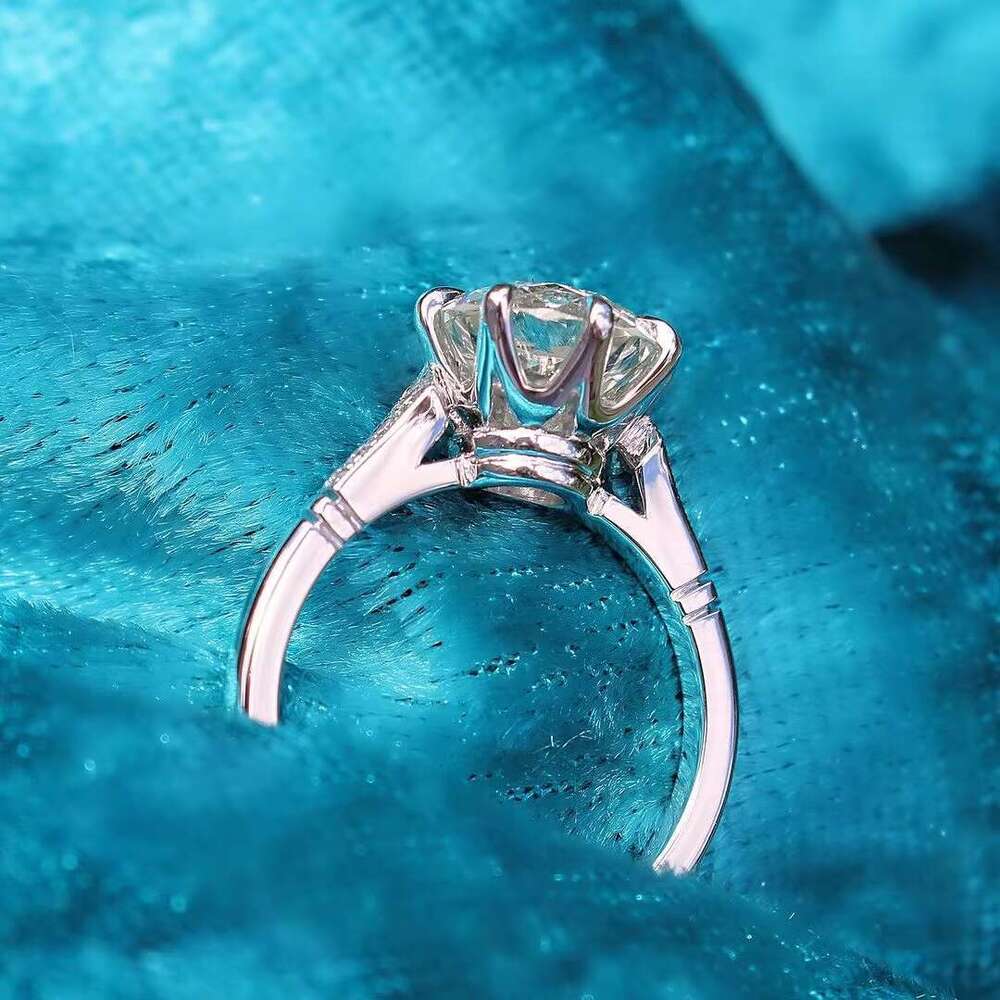 Old cut 2.20 Ctw moissanite engagement and wedding ring, original sterling silver party boutique jewelry