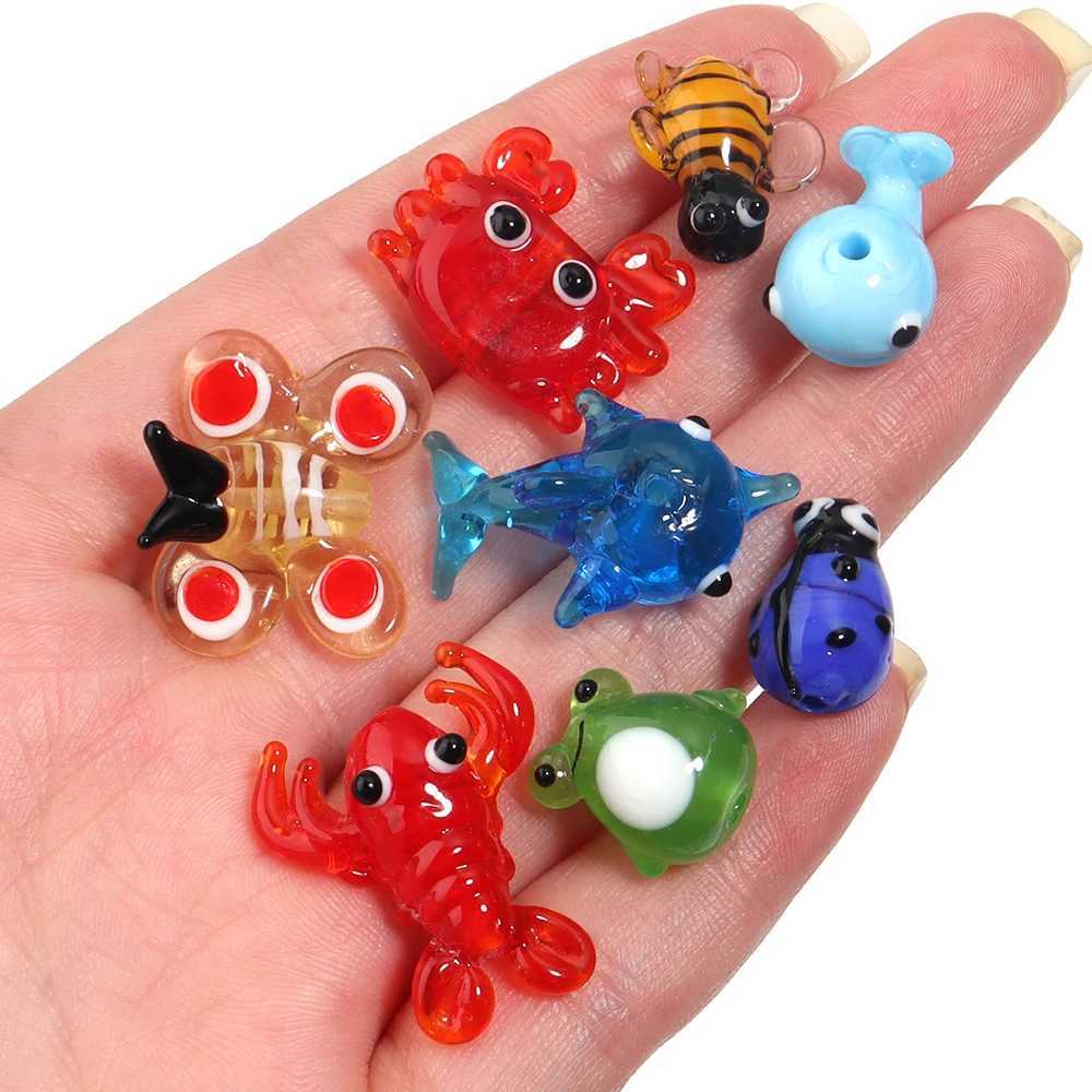 2-10pcs Colored Lampwork Beads Cartoon Crabs Shrimp Fish Animal Shes Loose Beads For DIY Craft Jewelry Necklace AccoriesXJ250517