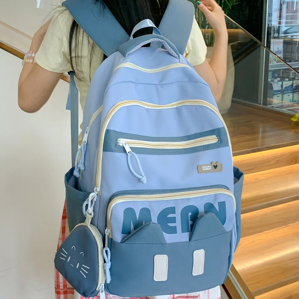 High Capacity Female Backpack for Junior High School High-Value Student Shoulder Bag 250514