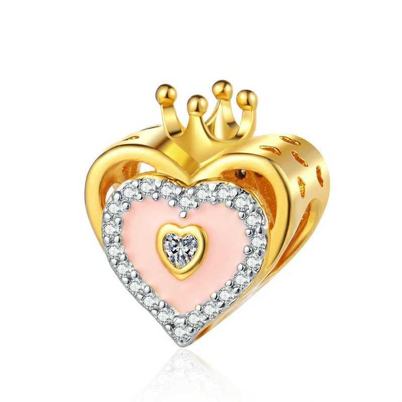 New Gold Plated Angel EyesPhoenix Kings Cake Dangle Charm Bead Fit Original 925 Sterling Silver Bracelet DIY JewelryXJ250517