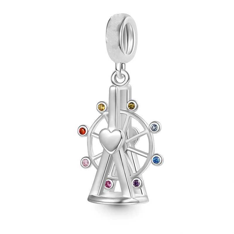 Architectural Pendant Sailboat Ferris wheel Charm Bead Women DIY Jewelry Gift Fit Original 925 Sterling Silver BraceletXJ250517