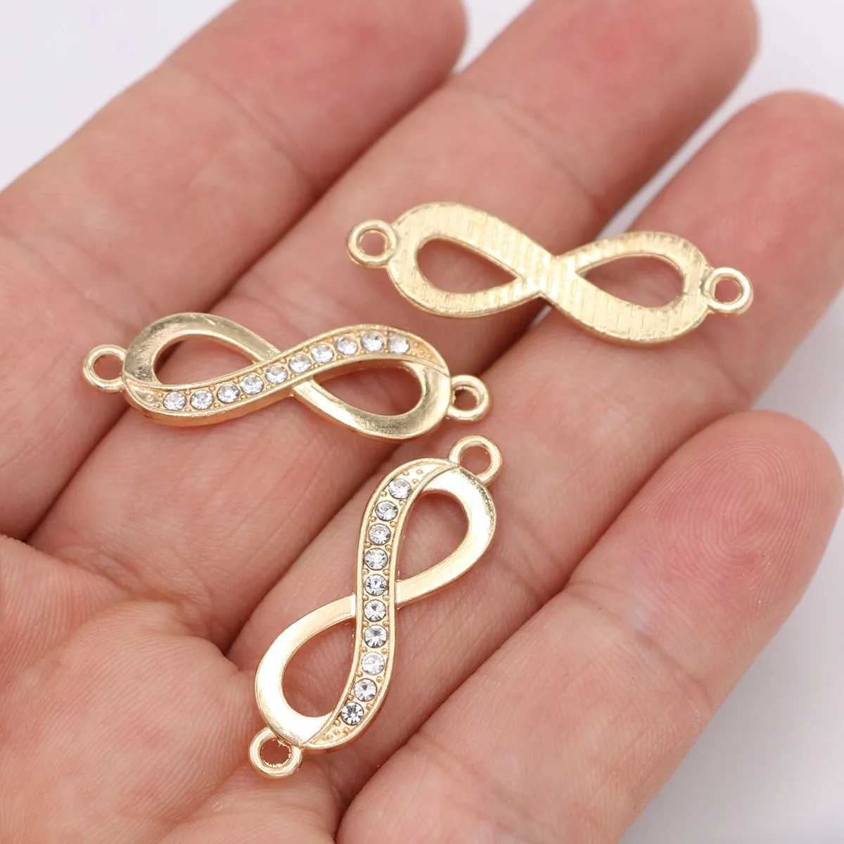 10Pcs Gold Plated Crystal Infinity Charm Connector for Jewelry Making Bracelet DIY Necklace Findings AccoriesXJ250517