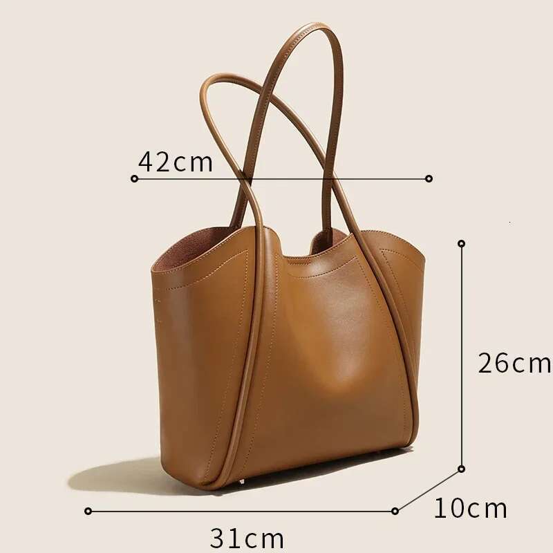 Women's Cow Genuine Leather Bags Female Commuter Soft Cowhide Handbag Ladies Large Capacity Practical Elegant Shoulder Handbags