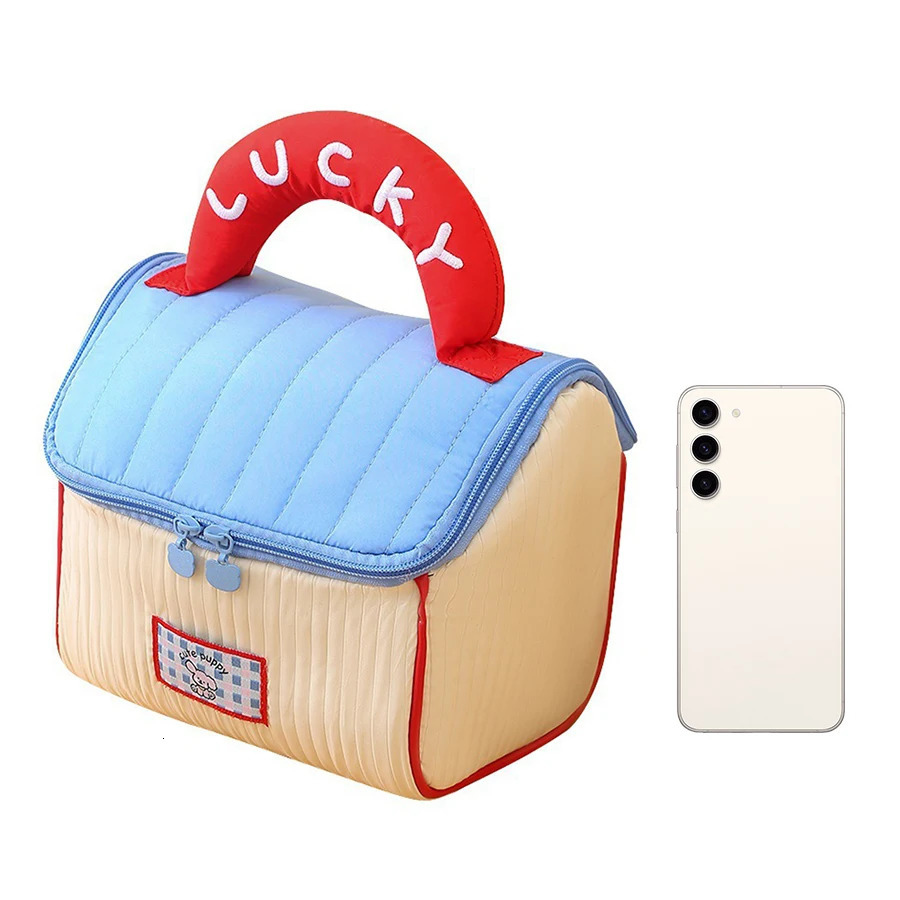 cartoon house-shaped makeup bag; thickened large capacity makeup bag for travel storage bag. 250514