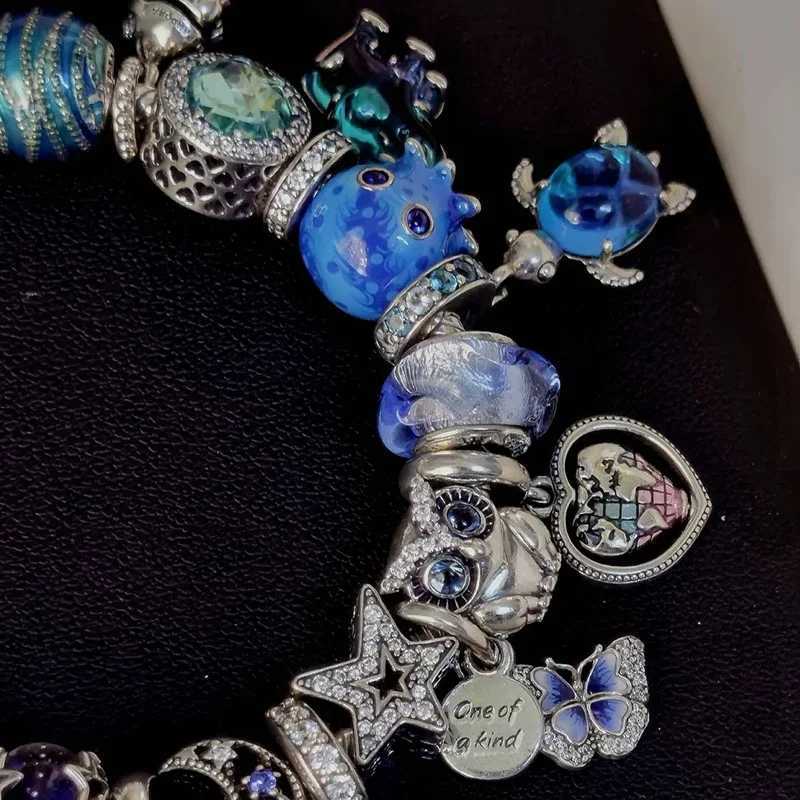 New 925 Sterling Silver Dangle Charm Blue Butterfly Heart Dragonfly Clip Evil Eyes Bead Fit Necklace Bracelet Jewelry ClipXJ250517
