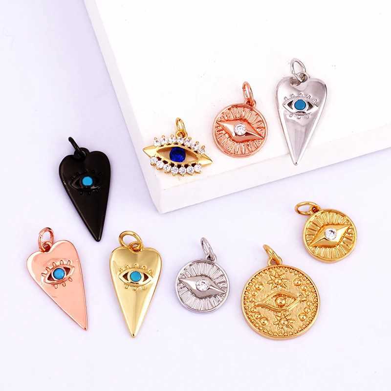 Evil Eye Charm Pendant18K Real Gold Plated Cubic Zirconia CZ Paved ReligoursJewelry Necklace Bracelet Accories Supplies K09XJ250517