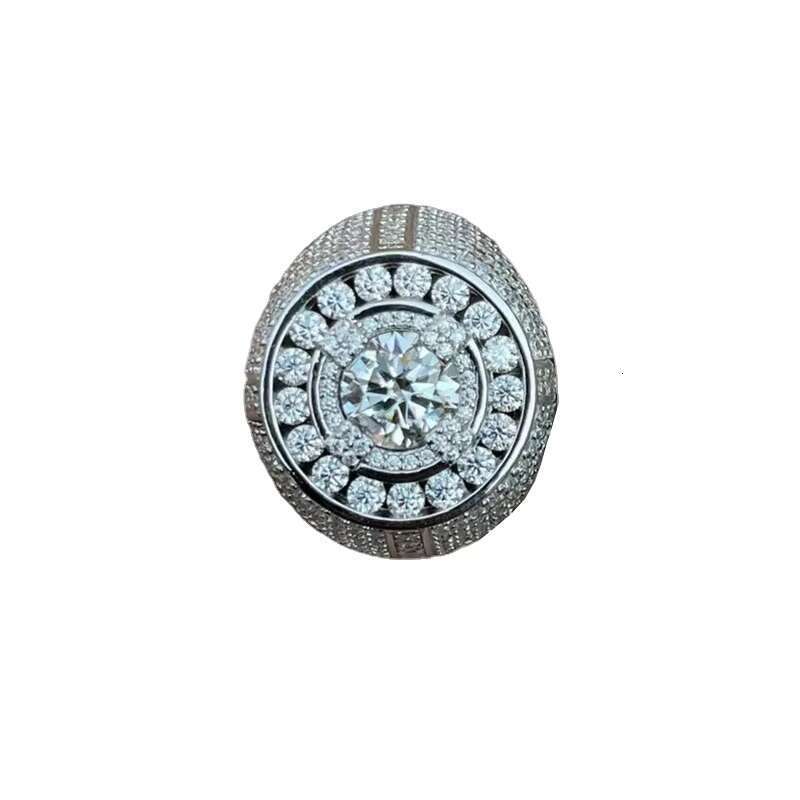 Luxury hip-hop men's ring, pure silver pearl ice paving, GRA VVS Moissanite party cool solid design